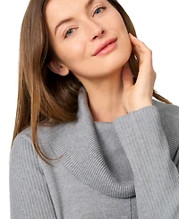 Melissa Paige Petite Cowlneck High-Low Side-Slit Sweater