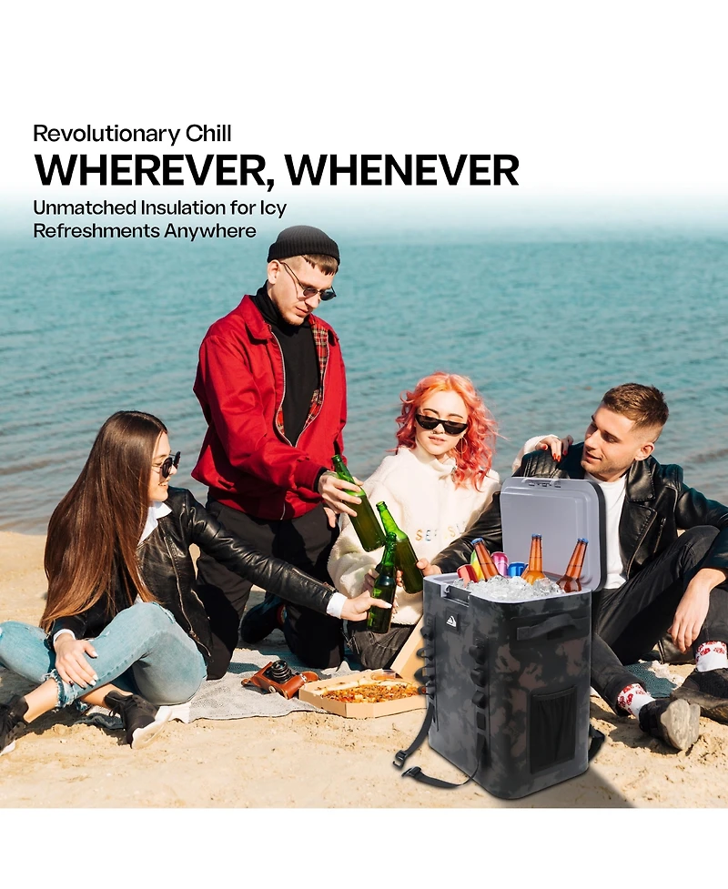 Quiksilver Coastal Collection Zipperless 48-72H 5 Layer Insulated Sweat Free Backpack Cooler with Air Sealed Lid