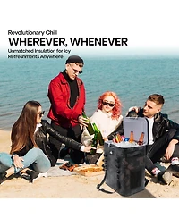 Quiksilver Coastal Collection Zipperless 48-72H 5 Layer Insulated Sweat Free Backpack Cooler with Air Sealed Lid