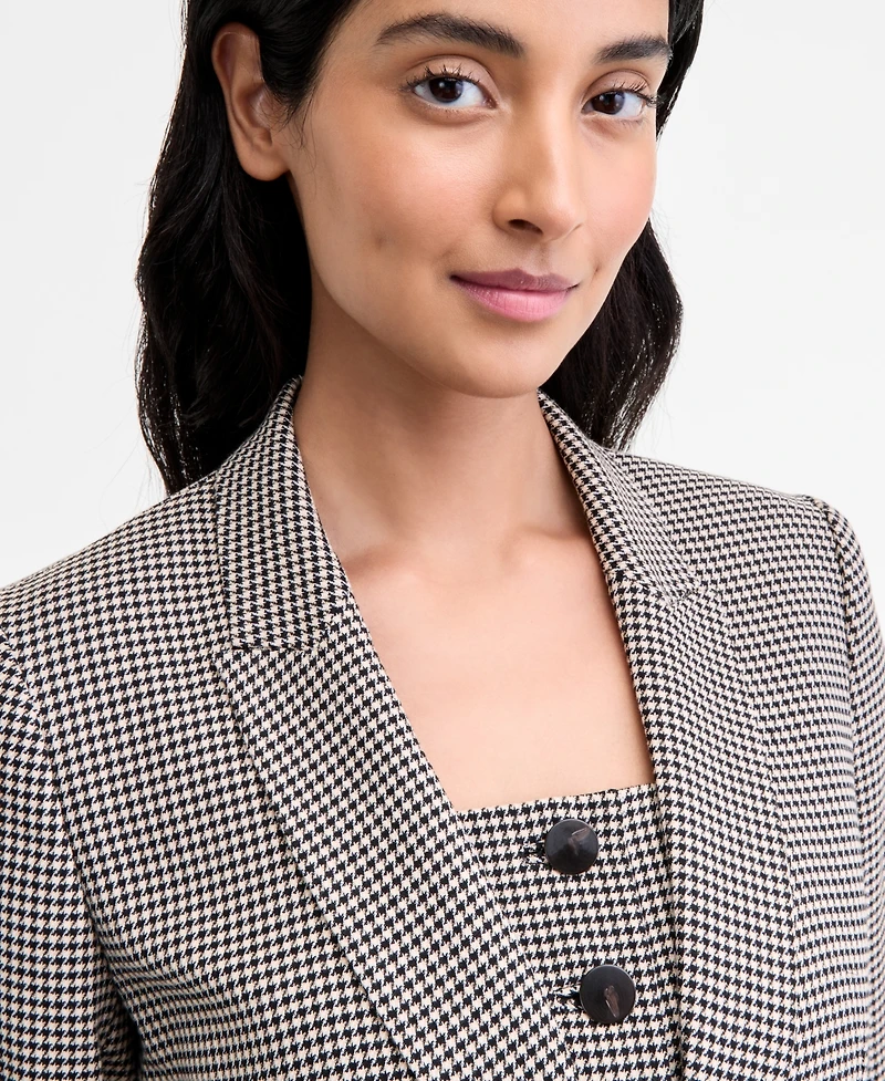 Anne Klein Women's Single-Button Houndstooth-Print Blazer