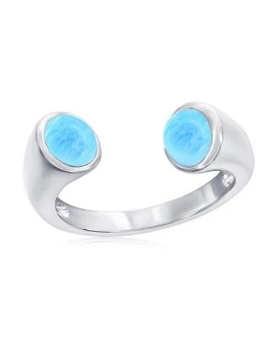 Sterling Silver Double Round Larimar Ring