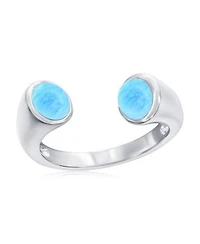 Sterling Silver Double Round Larimar Ring