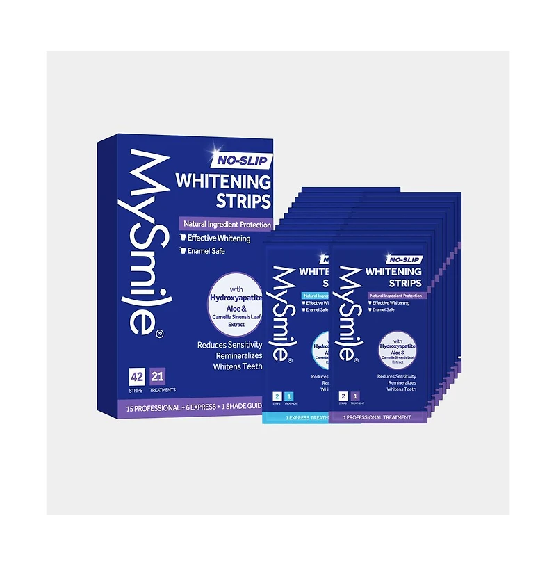 MySmile Teeth Whitening Strips, Hydroxyapatite-Infuse Strips, Non-Sensitive Teeth Whitening with Natural Ingredients, Enamel-Safe