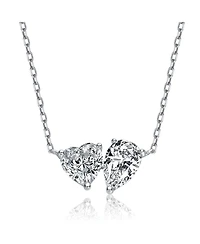 Sterling Silver with Clear Heart and Pear Shaped Cubic Zirconia Pendant necklace
