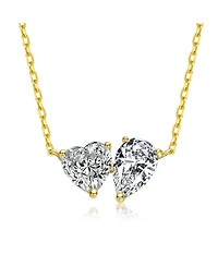 Sterling Silver with Clear Heart and Pear Shaped Cubic Zirconia Pendant necklace