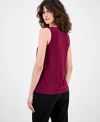 Anne Klein Women's Crinkled Scoop-Neck Sleeveless Top