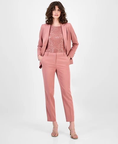 Anne Klein Women's Solid Straight-Leg Stretch Twill Ankle Pants