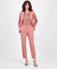 Anne Klein Women's Solid Straight-Leg Stretch Twill Ankle Pants