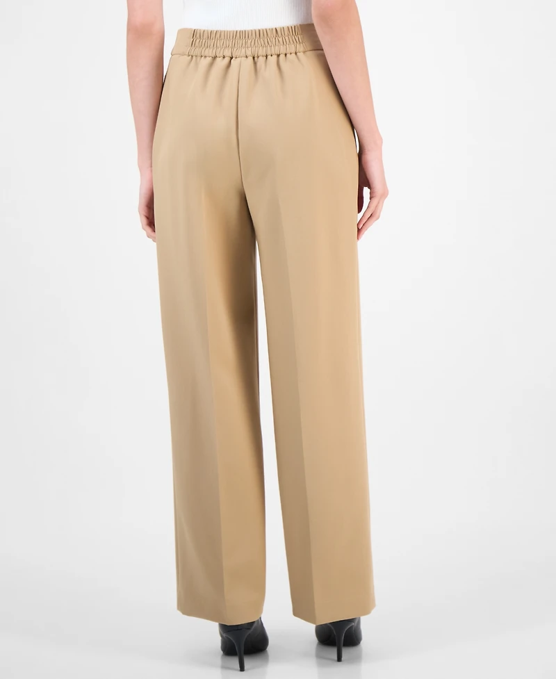 Anne Klein Women's High-Rise Pleated Wide-Leg Ultra-Fine-Twill Pants