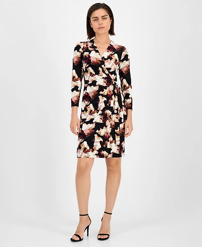 Anne Klein Petite Classic 3/4-Sleeve Wrap Dress