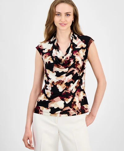 Anne Klein Women's Printed Cowlneck Blouse