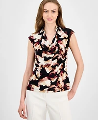 Anne Klein Women's Printed Cowlneck Blouse