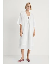 Mango Women's Lace Detail Cotton Robe
