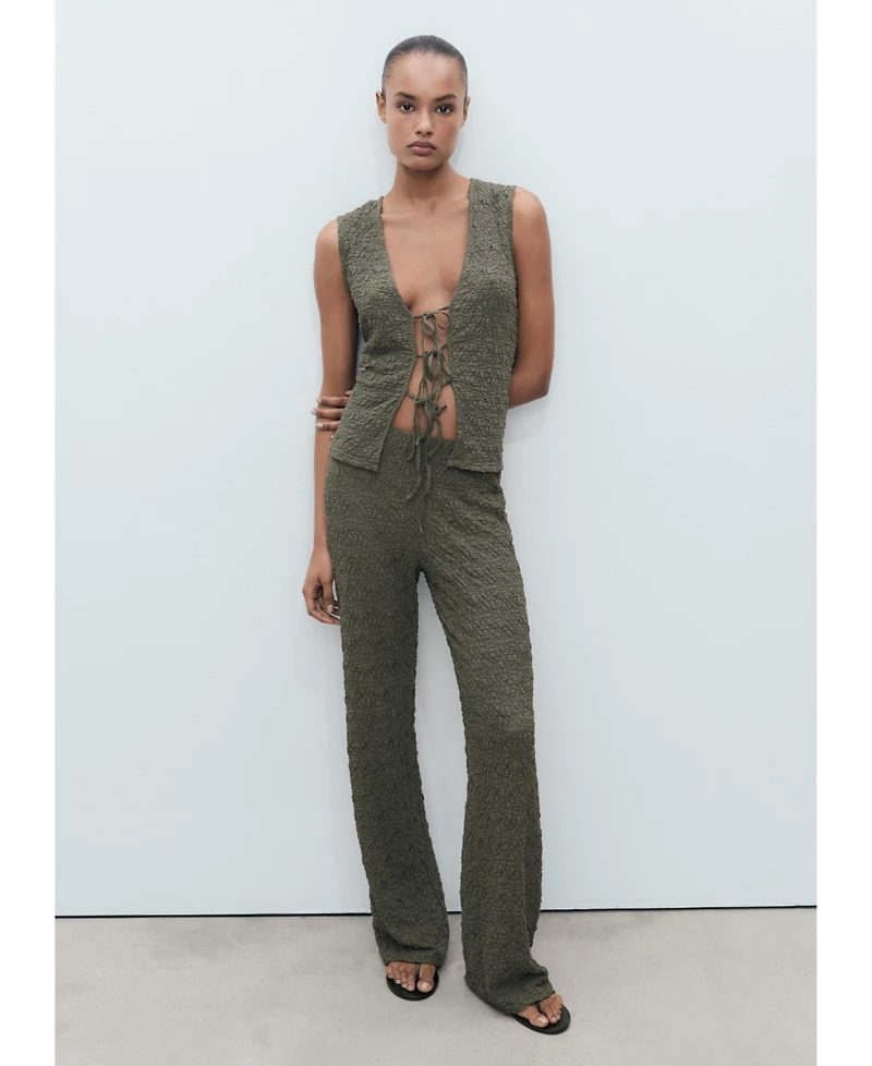 Mango Women's Straight Textured Pants