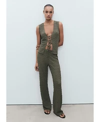 Mango Women's Straight Textured Pants