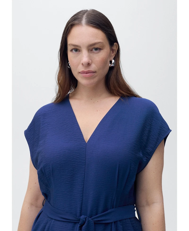 Mango Women's Long Cropped Belted Jumpsuit