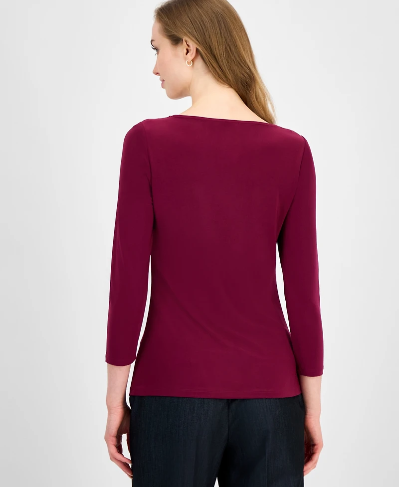 Anne Klein Women's Hardware-Trim 3/4-Sleeve Top