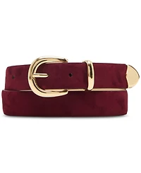 Steve Madden Rounded-Buckle Faux-Leather Belts, Set of 2