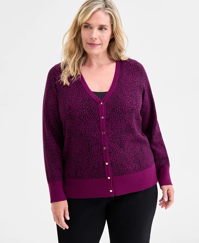 Jm Collection Plus V-Neck Button-Front Cardigan, Macy's Exclusive