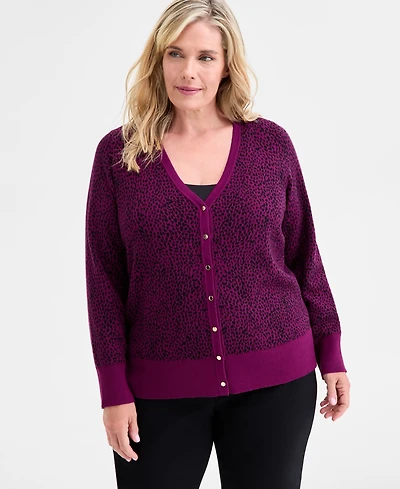 Jm Collection Plus V-Neck Button-Front Cardigan, Macy's Exclusive