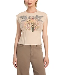 Guess Women's Parakeet Graphic Print Corset-Waist T-Shirt