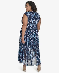 Dkny Plus Printed Empire Maxi Dress
