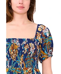 Msk Petites Mixed-Print Challis Midi Dress