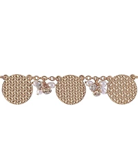 Laundry by Shelli Segal Textured Gld Tone Disc Frontal Necklace with Pearl Accents
