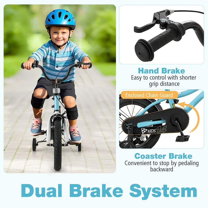 Kids Bike with Training Wheels for Older Children Adjustable Seat and Handlebar