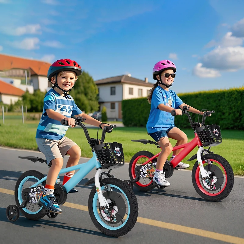 Kids Bike Adjustable with Storage Basket and Double Brake for 3-4 Years Old