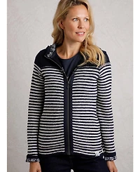 Weird Fish Women's Bianca Full Zip Stripe Macaroni Hoodie