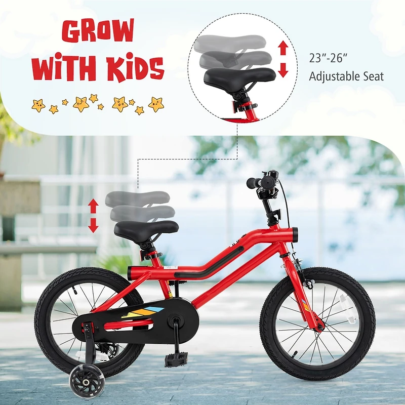 Kids Bike with Led Lights Adjustable Carbon Steel Bicycle