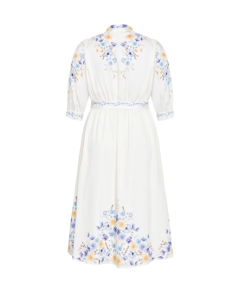 City Chic Plus Annabelle Button Down Floral Midi Dress