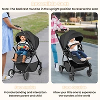 Slickblue Toddler Foldable Pram Stroller with Reversible Seat Reclining Backrest