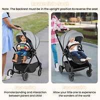 Slickblue Toddler Foldable Pram Stroller with Reversible Seat Reclining Backrest