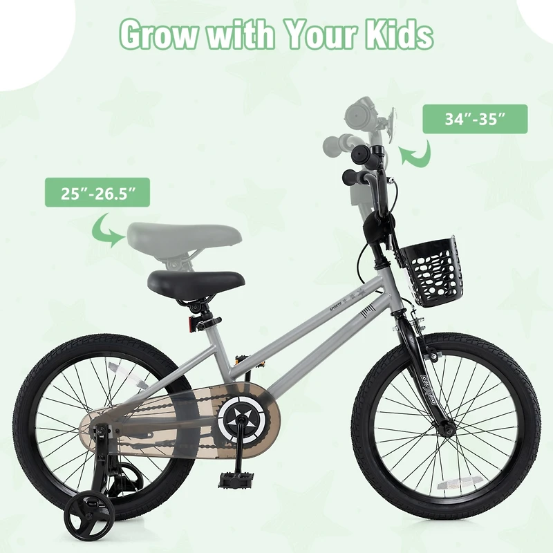 Kids Bike with Adjustable Seat and Transparent Chain Cover