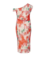 Quiz Plus One Shoulder Mesh Maxi Dress