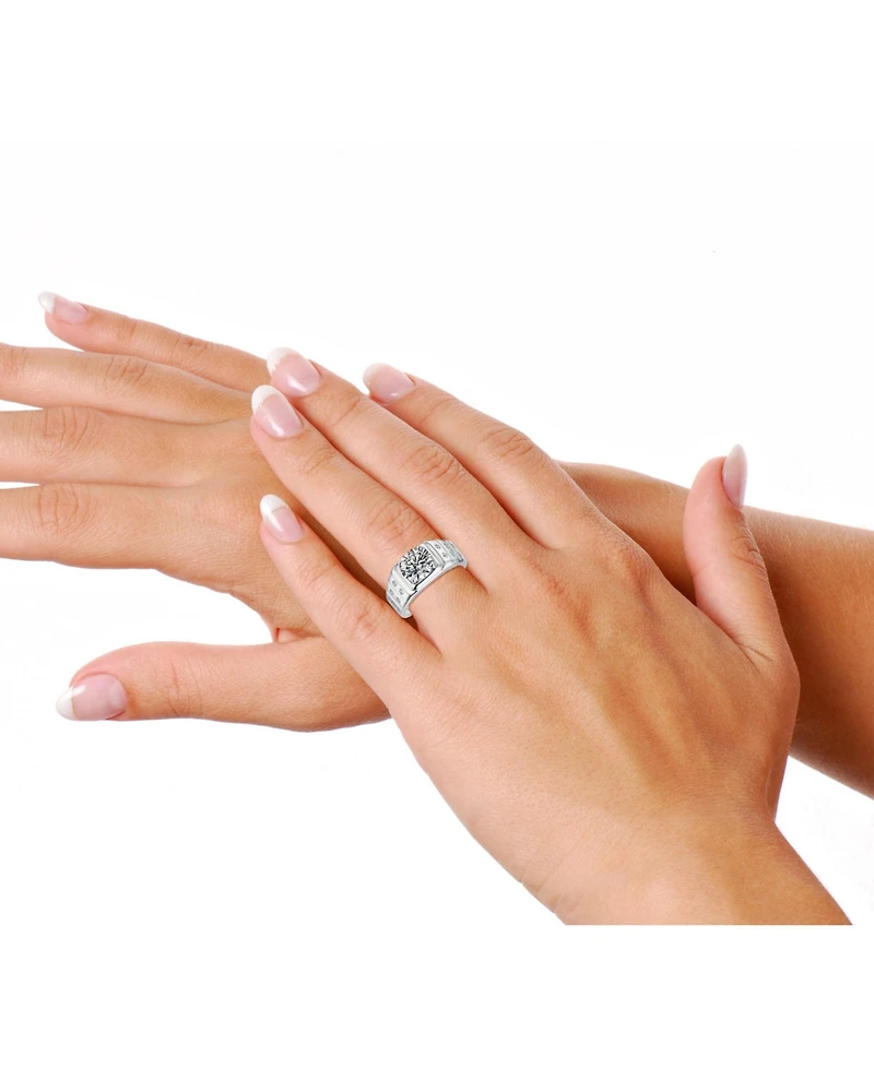 Men's Large Clear Cubic Zirconia with Smaller Accent Cz Adjustable Band Ring