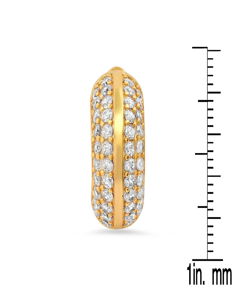 Steeltime Women's 18K Gold Plated Brass Simulated Diamonds Hoop Earrings