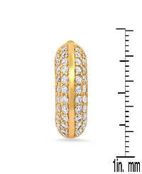 Steeltime Women's 18K Gold Plated Brass Simulated Diamonds Hoop Earrings