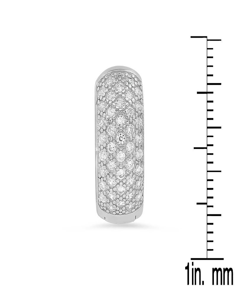 Steeltime Women's Simulated Diamonds Rounded Huggie Earrings