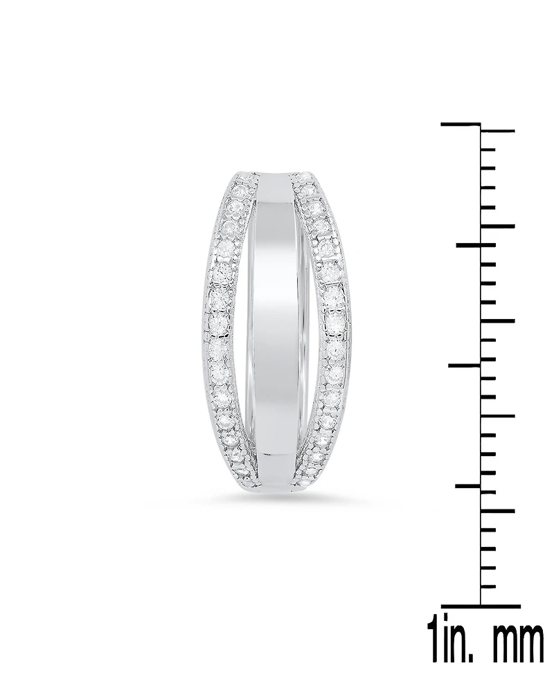 Steeltime Women's Sterling Silver and Simulated Diamonds Layered Huggie Earrings