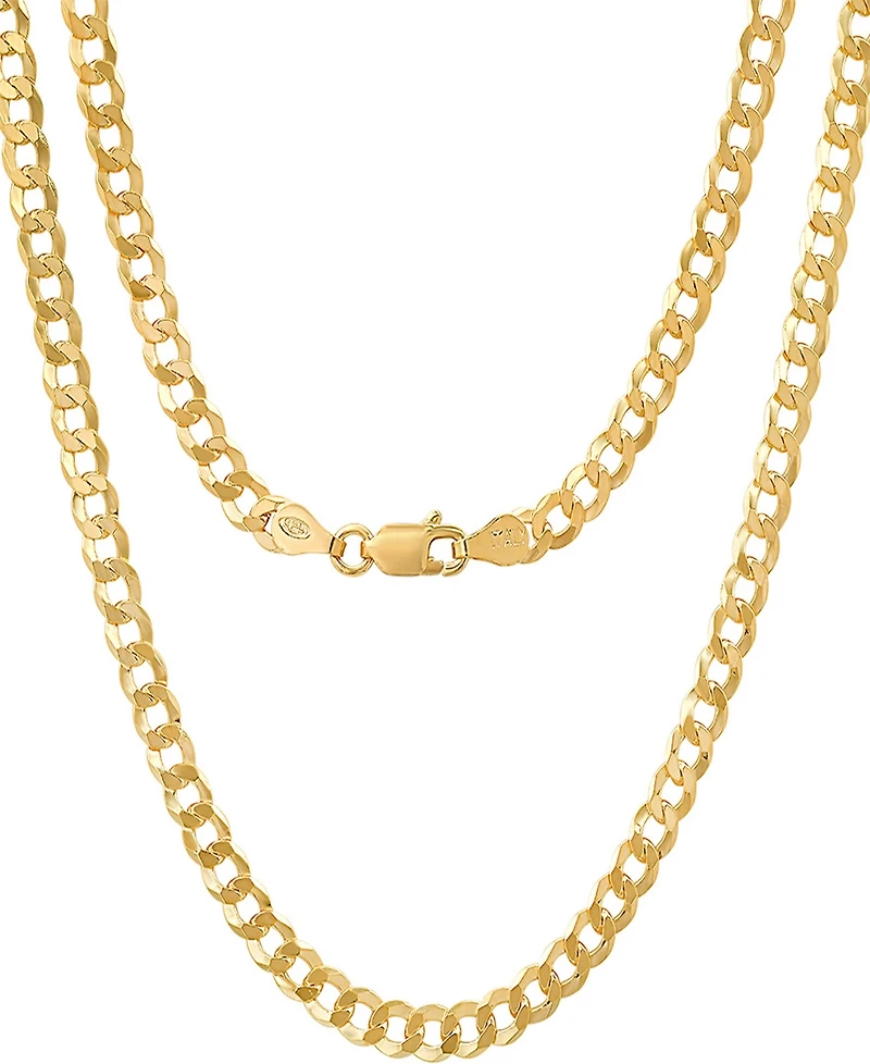 Steeltime Unisex 14K Gold Plated Diamond Cut Curb Link Chain Necklace