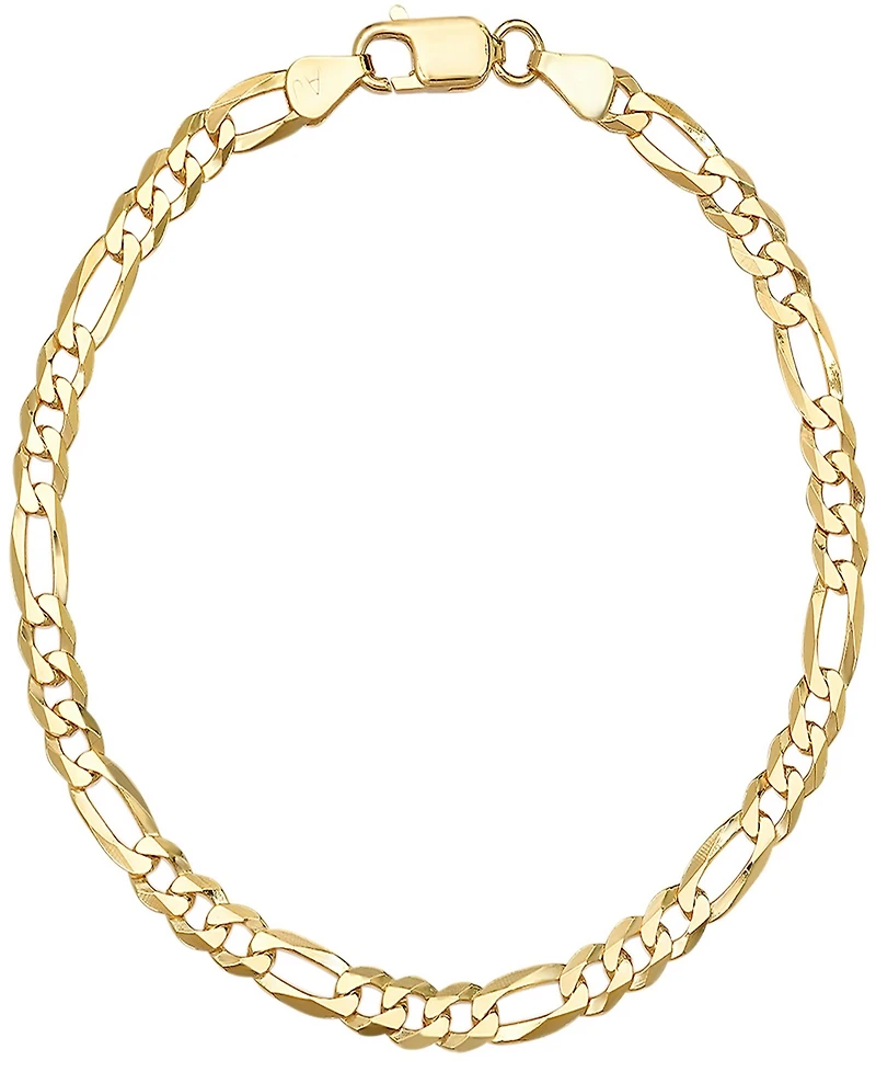 Steeltime Men's 14K Gold Plated Sterling Silver Figaro Link Chain Bracelet