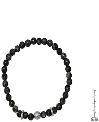 Steeltime Men's Sterling Silver and Gray Agate Beaded Stretch Bracelet