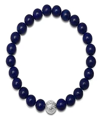 Steeltime Men's Lava Beads and Sterling Silver Bead Stretch Bracelet