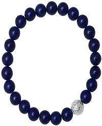 Steeltime Men's Lava Beads and Sterling Silver Bead Stretch Bracelet