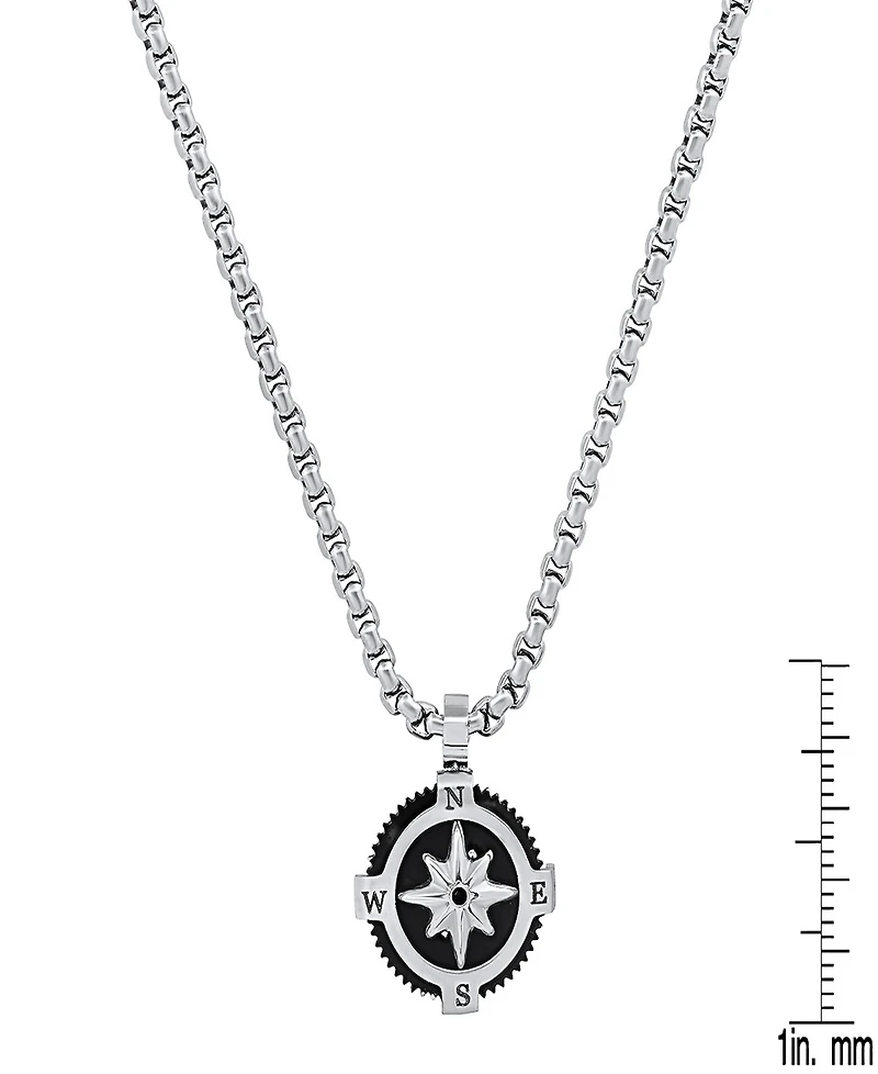 Steeltime Men's Stainless Steel Compass Pendant Necklace