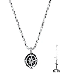 Steeltime Men's Stainless Steel Compass Pendant Necklace