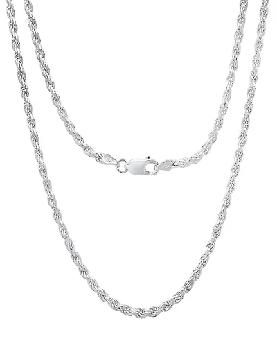 Steeltime Unisex Sterling Silver Rope Chain Necklace